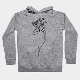 Minimal rose flower line art Hoodie